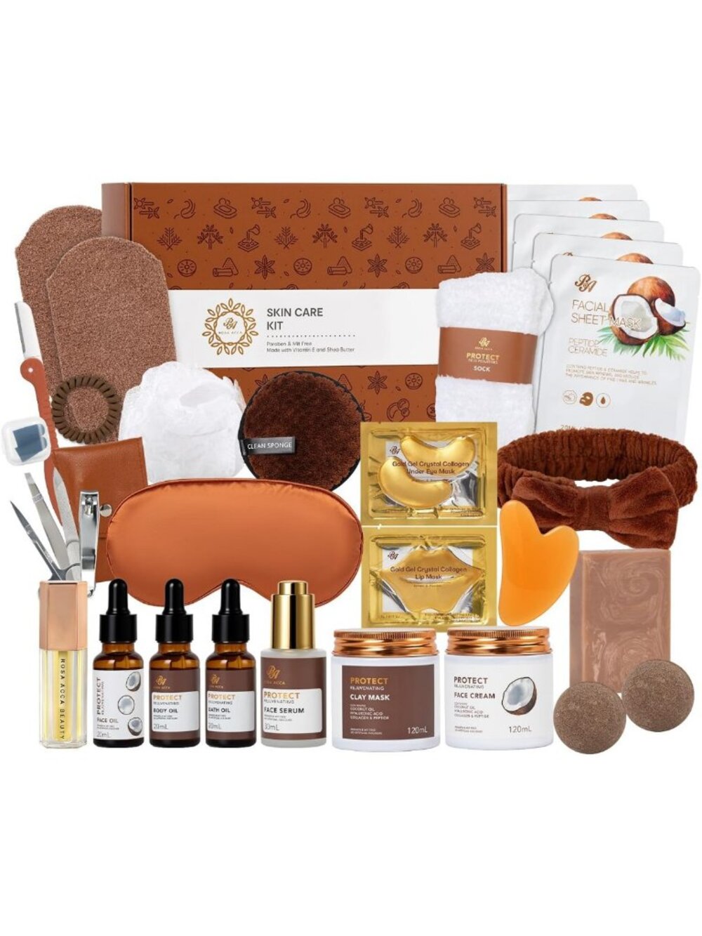 Hydrating Coconut Face Care Kit - 32 Pcs Spa Gift Set for Women, Skincare